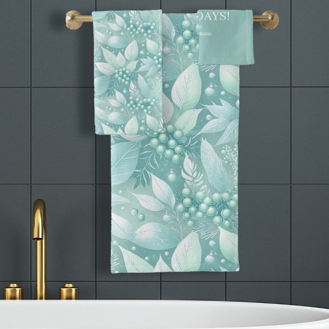 Weihnachtsblättern an der Küste - Muster #7 ID1009 Badhandtuch Set (Von Creator hochgeladen)