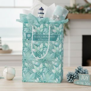 Weihnachtsblättern an der Küste - Muster #7 ID1009 Mittlere Geschenktüte