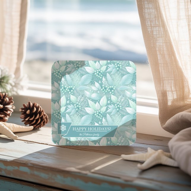 Weihnachtsblättern an der Küste - Muster #7 ID1009 Rechteckiger Pappuntersetzer (Von Creator hochgeladen)