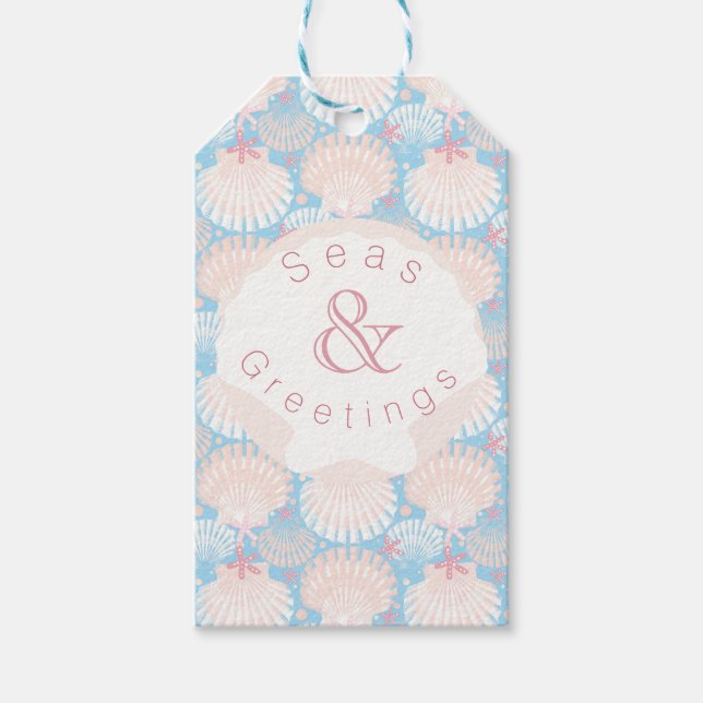 Weihnachtsblau an der Küste Geschenkanhänger (Vorderseite)