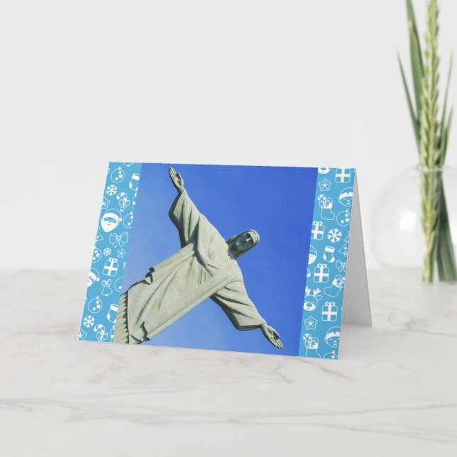 Weihnachtsblau Feiertagskarte (Vorderseite)