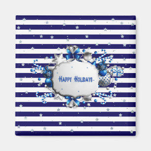 Weihnachtsblau gestreifter Magnet