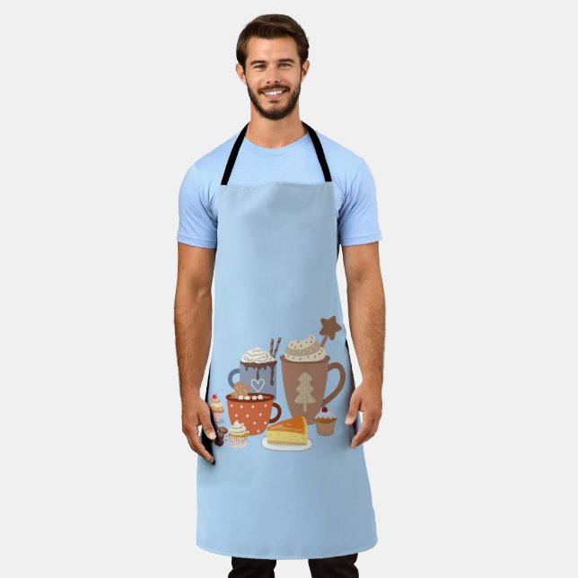 Weihnachtsblau Kaffee-Stil Schürze (Getragen)