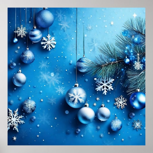 Weihnachtsblau Poster (Vorne)