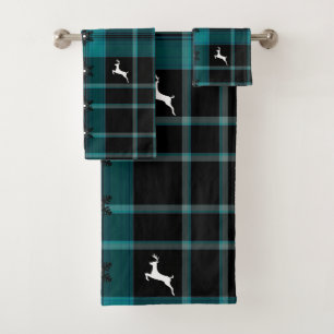 Weihnachtsblau-Ren Badhandtuch Set