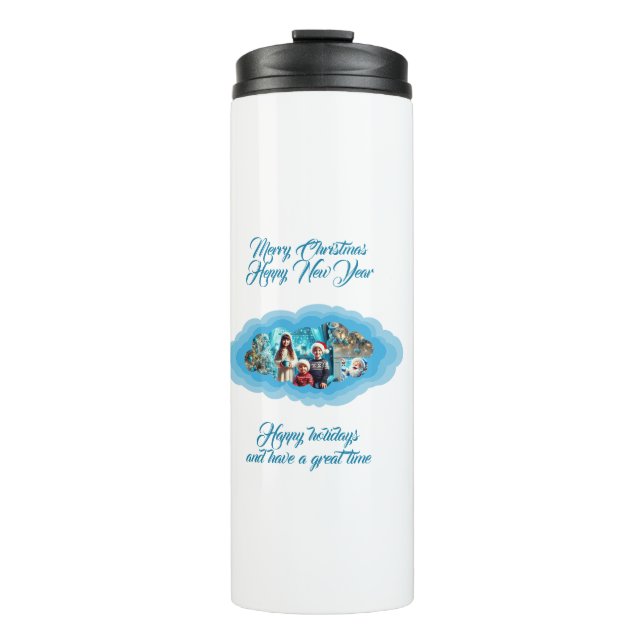 Weihnachtsblau Thermosbecher (Vorderseite)