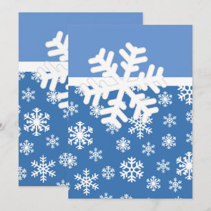 Weihnachtsblau und Weißschneeflocken Einladung