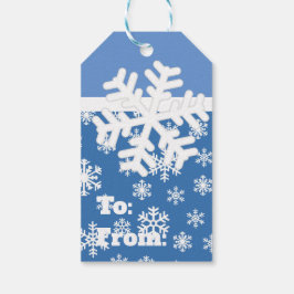 Weihnachtsblau und Weißschneeflocken Geschenkanhänger