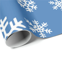 Weihnachtsblau und Weißschneeflocken Geschenkpapier