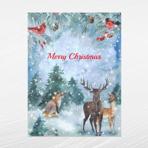 Weihnachtsblaue Tierwelt-Aquarellmalerei Feiertagspostkarte