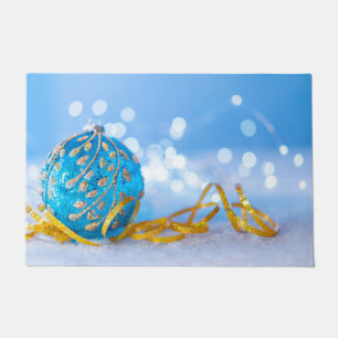 Weihnachtsblauer Dekorationsball Fußmatte