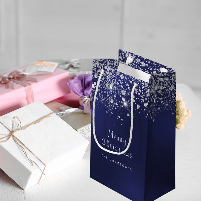 Weihnachtsblauer Glitzer Silber Kleine Geschenktüte (Von Creator hochgeladen)