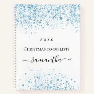 Weihnachtsblauer Glitzer Weißer Winter zu tun List Notizbuch