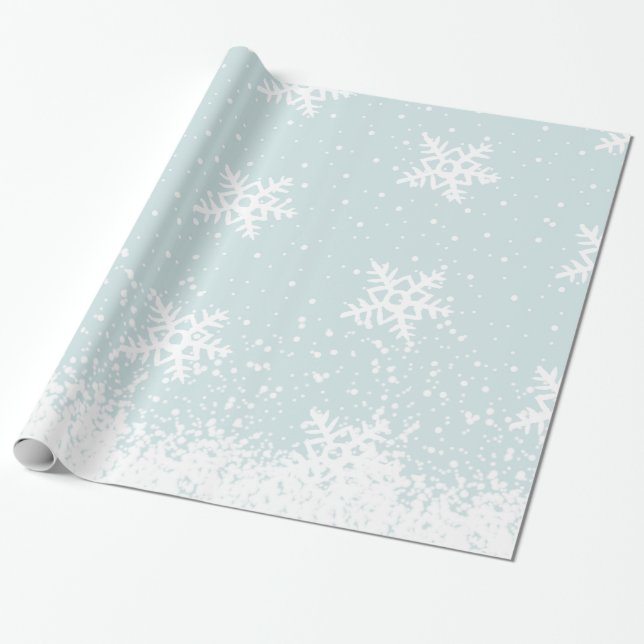 Weihnachtsblauer Himmel-Schneeflocke-fallender Geschenkpapier (Ungerollt)