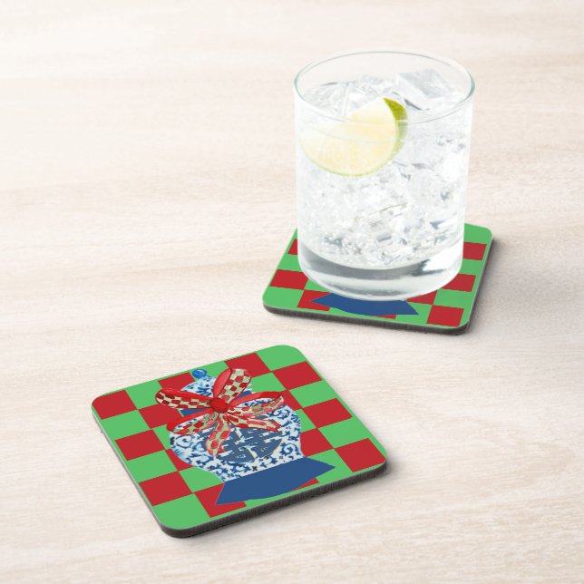 Weihnachtsblauer Ingwertopf     Getränkeuntersetzer (Rechte Seite)