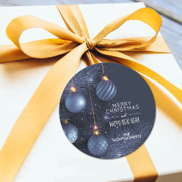 Weihnachtsblauer Ornamente Runder Aufkleber