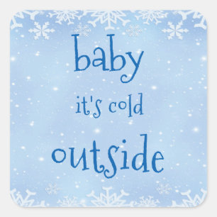 Weihnachtsblaues Schneeflocke-Baby ist es kalte Quadratischer Aufkleber