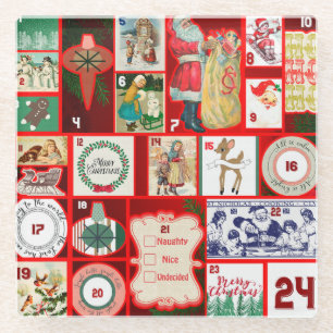 Weihnachtsblock Advent-Illustration Quadratische K Glasuntersetzer