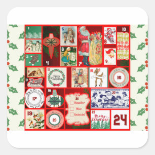 Weihnachtsblock Advent-Illustration Quadratische K Quadratischer Aufkleber