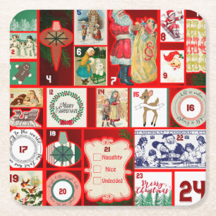 Weihnachtsblock Advent-Illustration Quadratische K Rechteckiger Pappuntersetzer