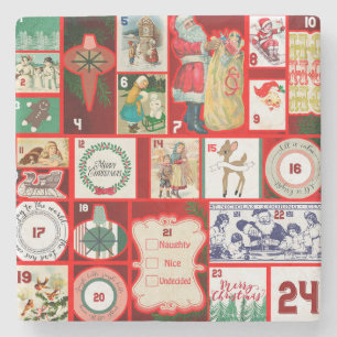 Weihnachtsblock Advent-Illustration Quadratische K Steinuntersetzer
