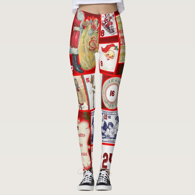 Weihnachtsblock-Illustrationsplätze Leggings (Vorderseite)
