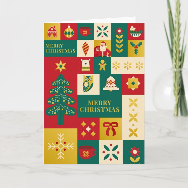 Weihnachtsblockmuster im Bauhaus-Stil Karte (Vorderseite)