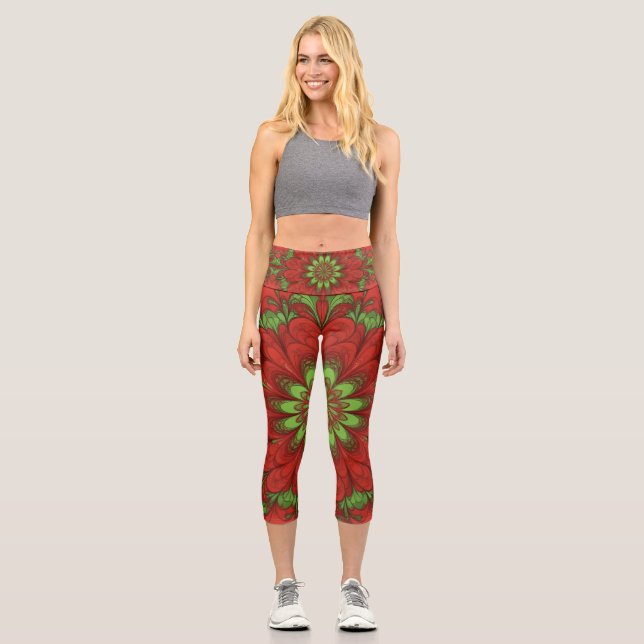Weihnachtsblume Capri Leggings (Vorderseite)