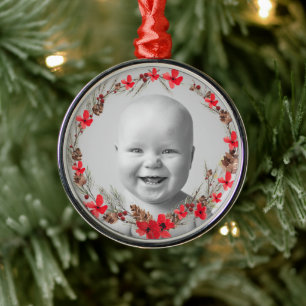 Weihnachtsblume und Pine - Foto für Kleinkinder Ornament Aus Metall