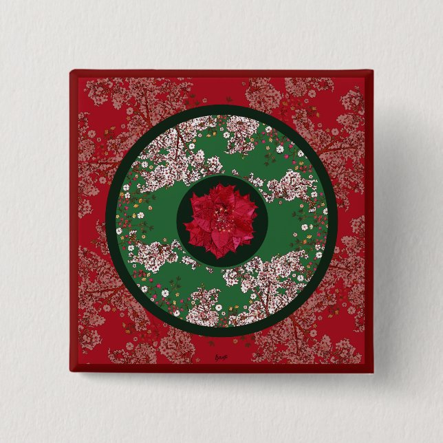 Weihnachtsblumen Button (Vorderseite)