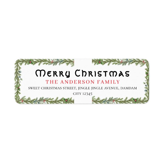 Weihnachtsblumen Elegante einfache Rücksendeadress (Vorne)