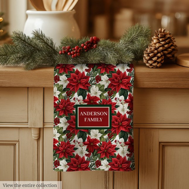 Weihnachtsblumen Handtuch Elegantes Küchen Geschen (Christmas Flowers Towel Elegant Kitchen Mom Gift)