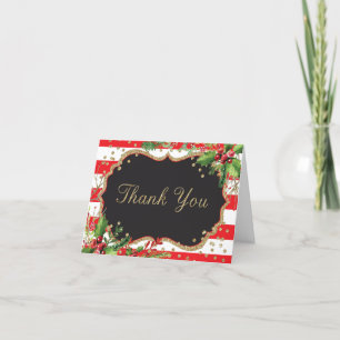 Weihnachtsblumen Rot Schwarz Gold Glitter Konfetti Dankeskarte