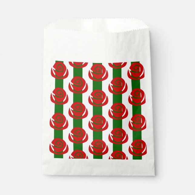 Weihnachtsblumen-rote Rosen gestreift Geschenktütchen (Vorderseite)