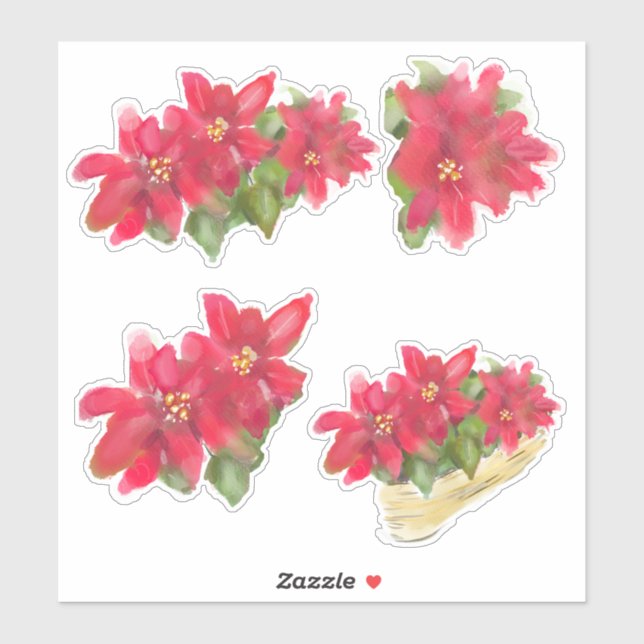 Weihnachtsblumen-Stickerbogen mit Weihnachtssterne Aufkleber (Blatt)