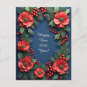 Weihnachtsblumenarrangement mit Poinsettien Postkarte