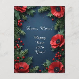 Weihnachtsblumenarrangement mit Poinsettien Postkarte