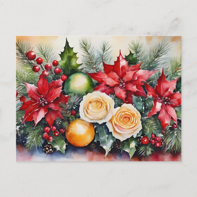 Weihnachtsblumenarrangements Postkarte (Vorderseite)