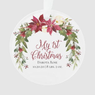 Weihnachtsblumenkranz Erstes Weihnachten Baby-Foto Ornament
