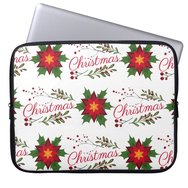 Weihnachtsblumenkranz Wintermauerwerk Laptopschutzhülle (Vorderseite)