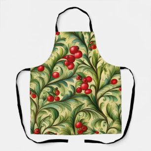 Weihnachtsblumenmuster mit roten Beeren Schürze