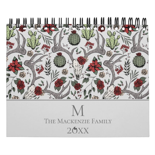 Weihnachtsblumenredeer Hirschschädel Rose Kakteen Kalender (Titelbild)