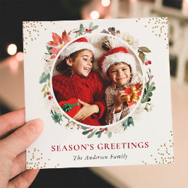 Weihnachtsblumenschmuck Gold Glitzer 2 Foto Feiertagskarte