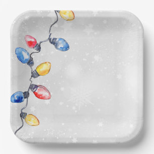 Weihnachtsblüten, Lichter mit String, Urlaub Pappteller