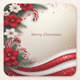 Weihnachtsblütenkanen Weihnachtszeitung Untersetze Rechteckiger Pappuntersetzer