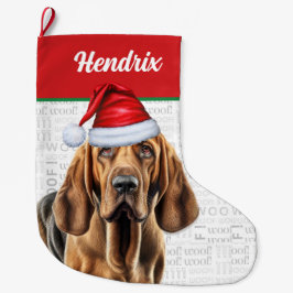 Weihnachtsblutschwund mit Name Woof Background Großer Weihnachtsstrumpf