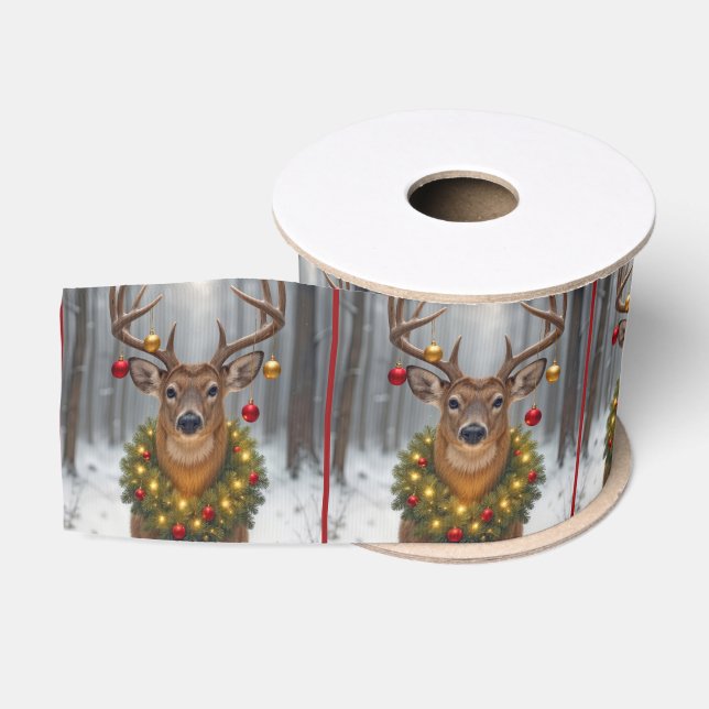 Weihnachtsbock mit Kranz Ripsband (Spule)