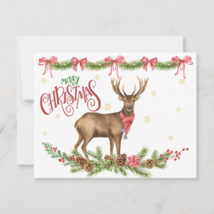 Weihnachtsbock Rentiere mit festlichen Grünpflanze Feiertagskarte