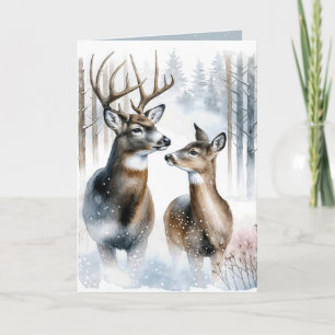 Weihnachtsbock und -reh Wasserfarbe Feiertagskarte