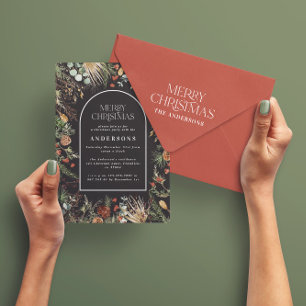 Weihnachtsbogen Aquarell botanische Weihnachtsfeie Feiertagskarte